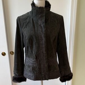 Coldwater Creek Suede Jacket with Faux Fur Details 12